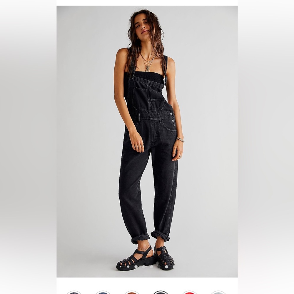 NWT Free People Ziggy Overalls in Mineral Black